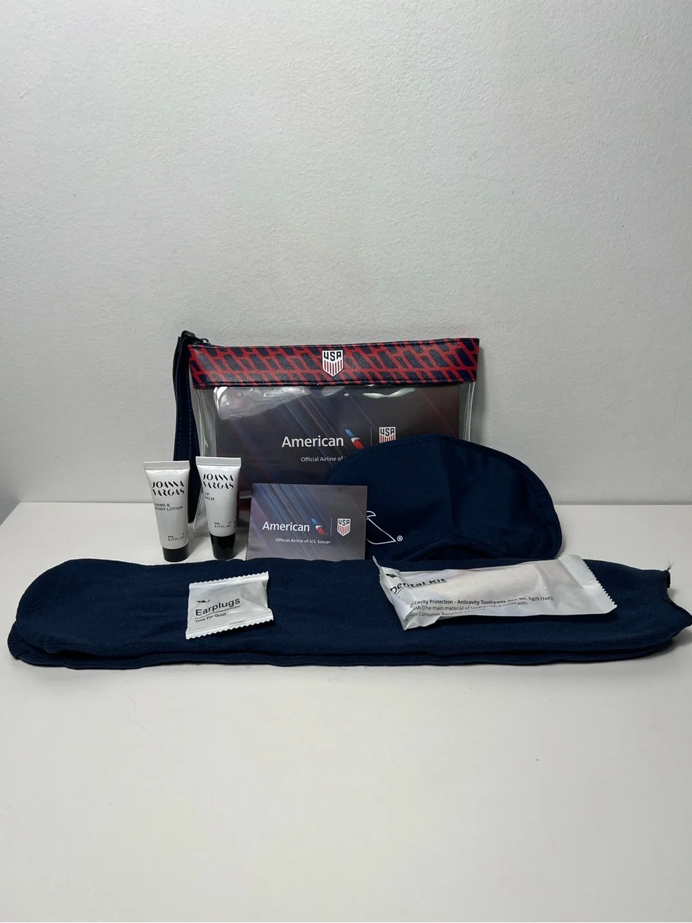 American Airlines FIFA Team USA World Cup Amenity Kit Clear Wristlet Bag Purse